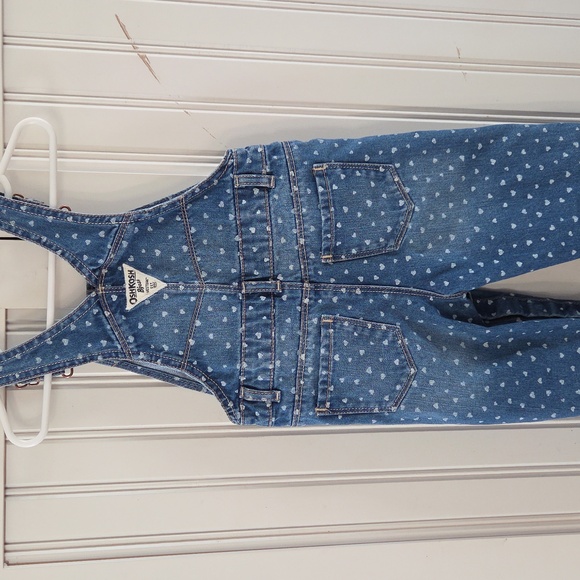 Oshkosh B'gosh Baby Girl Overalls 24 Months 100% Cotton Denim With Hearts - Picture 3 of 4